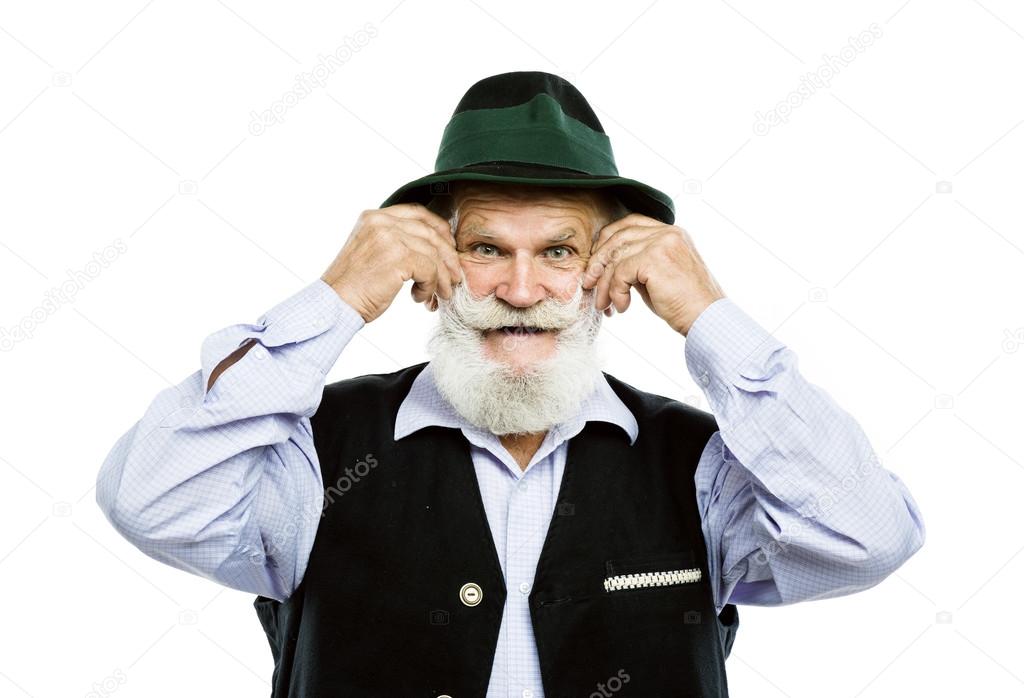 Old bavarian man in traditional felt hat