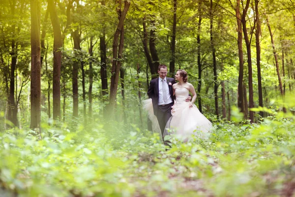 Wedding couple in park — Stock Photo, Image