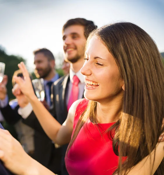 Boda invitados bailando y divirtiéndose — Foto de Stock