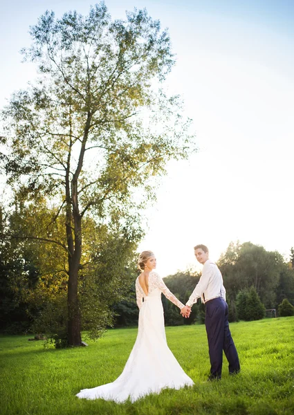 Couple de mariage dans le parc d'été — Photo