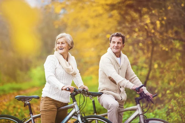 Anziani attivi in bicicletta — Foto Stock