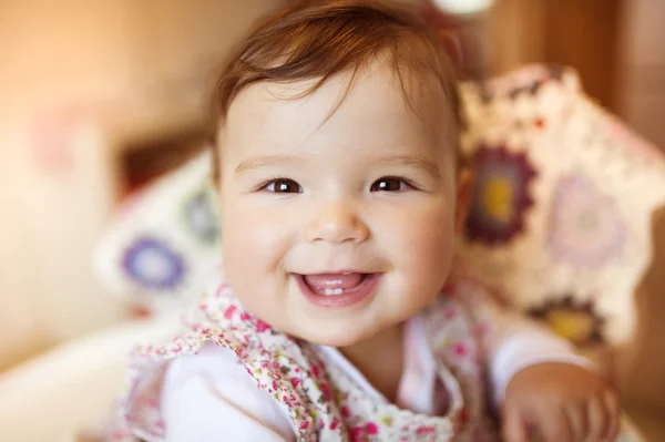 Little baby girl having breakfast — Stock Photo, Image