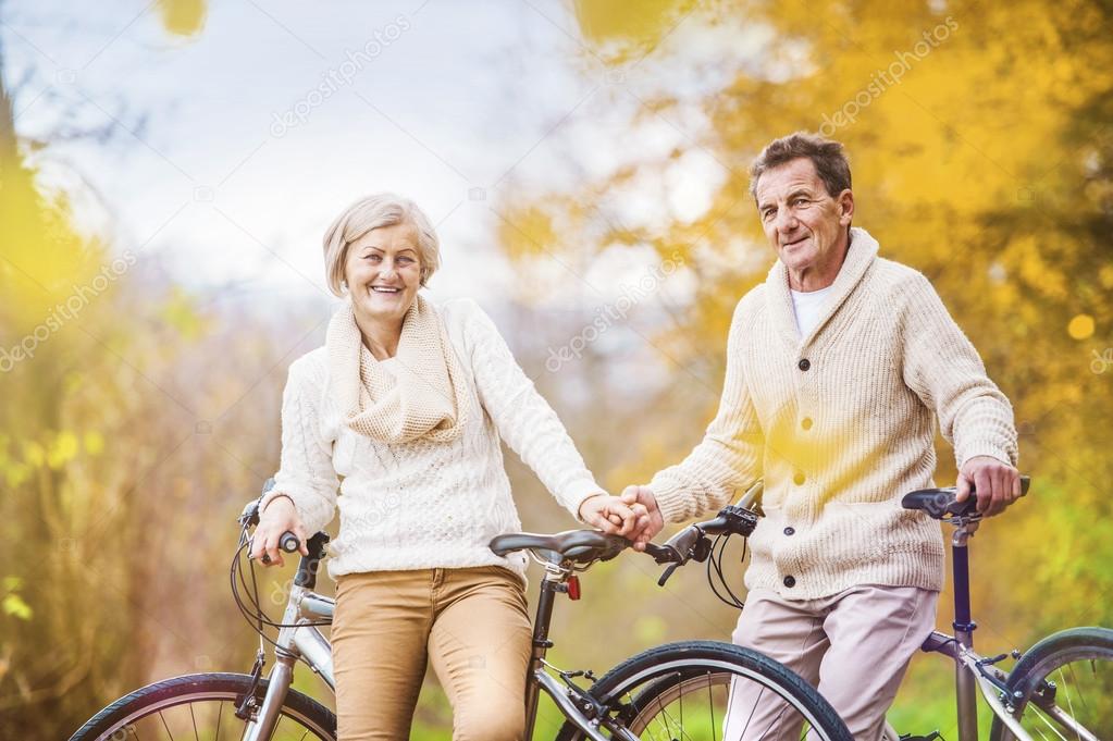 Active seniors on bikes