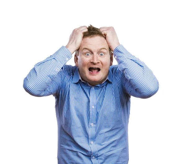 Uomo tirando i capelli per mano — Foto Stock