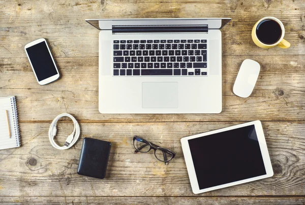 Mix of office supplies and gadgets — Stock Photo, Image