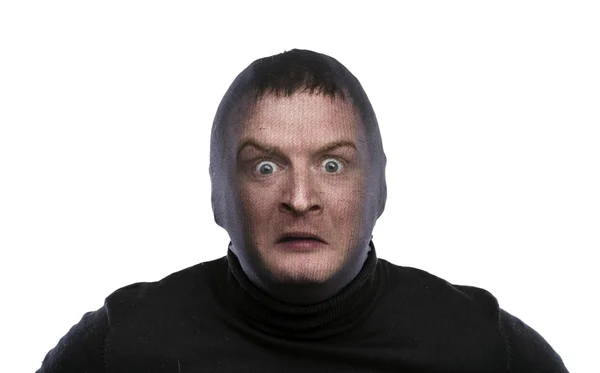 Thief in balaclava making funny faces — Stock Photo, Image