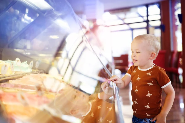 Kleiner Junge wählt Eis — Stockfoto