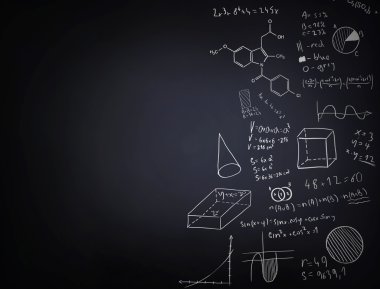 Çizili metni ve sayıları bir blacboard üzerinde