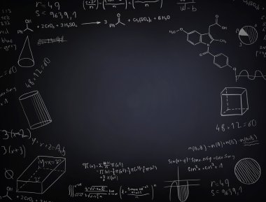 Çizili metni ve sayıları bir blacboard üzerinde