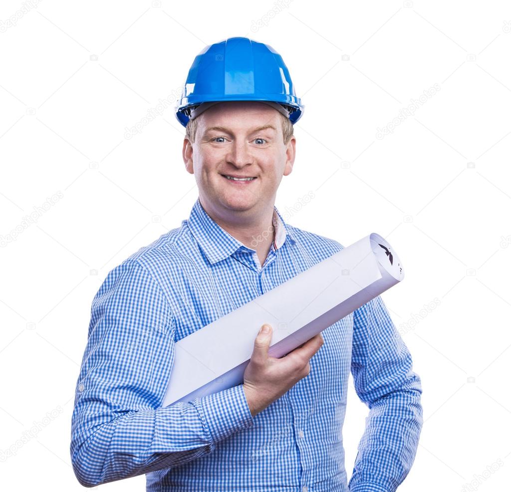 Engineer holding a blueprint