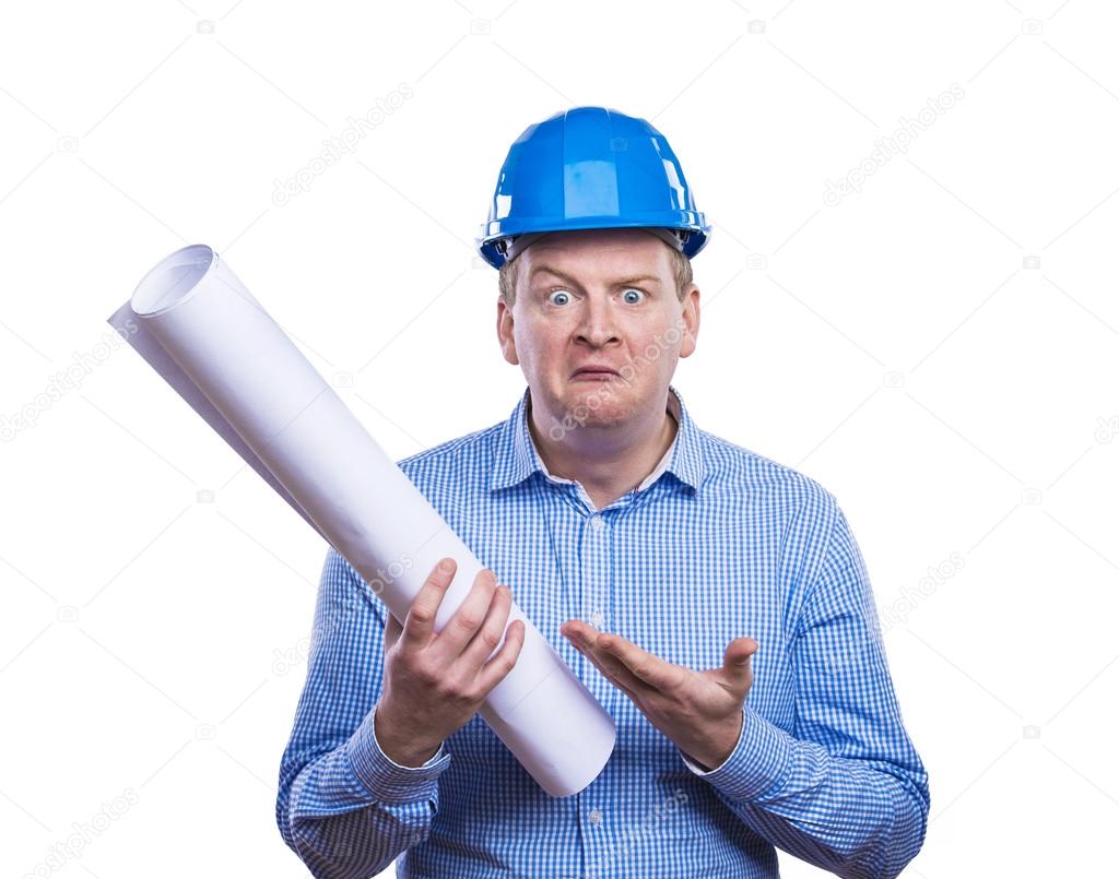 Engineer holding a blueprint.