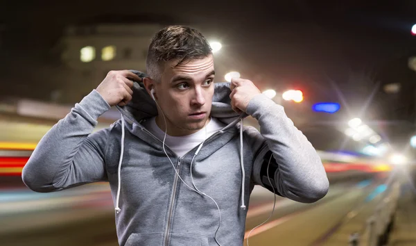 Young sportsman jogging in the  city — Stock Photo, Image