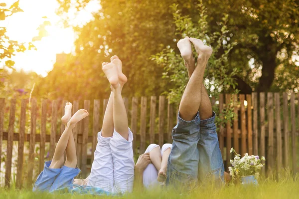 Family showing legs outside — Stock Photo, Image