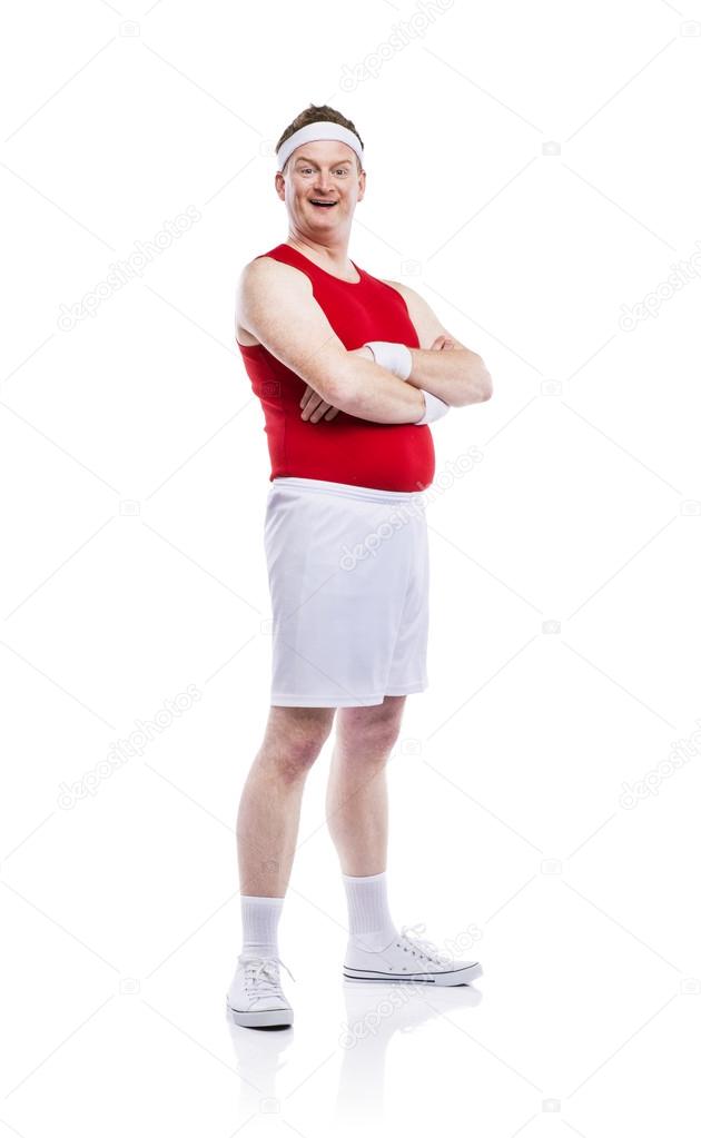 Funny sportsman with hands folded
