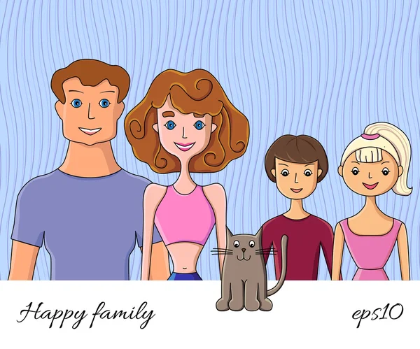 Young happy family — Stock Vector