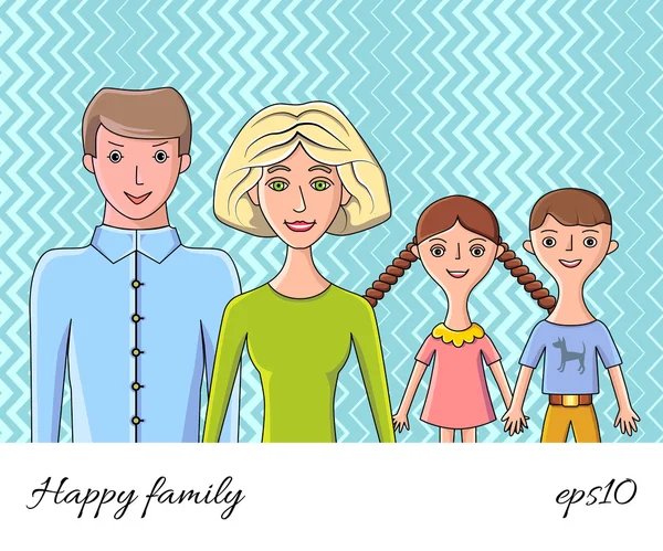 Young happy family — Stock Vector