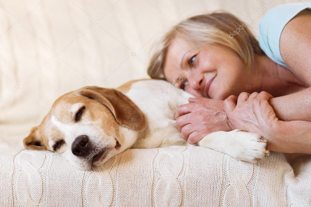 Senior woman with her dog