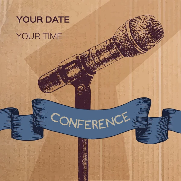 Konference skabelon med mikrofon – Stock-vektor