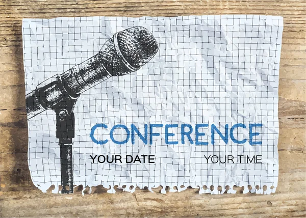 Konferens mall med mikrofon — Stock vektor