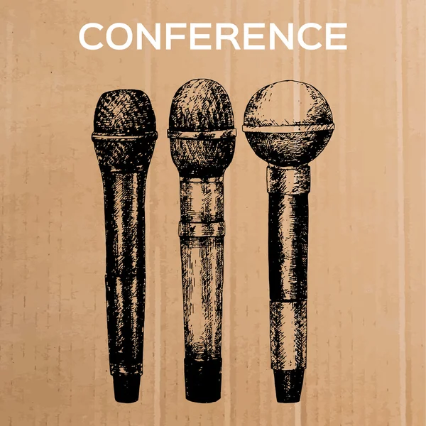 Konferans şablon mikrofonlar ile — Stok Vektör