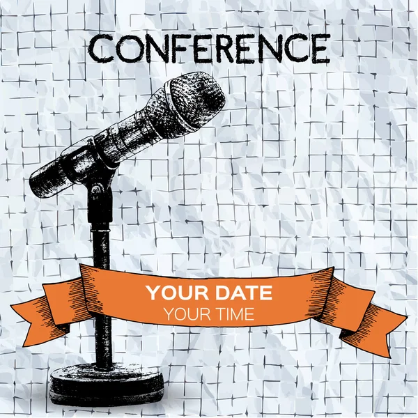 Konferens mall med mikrofon — Stock vektor