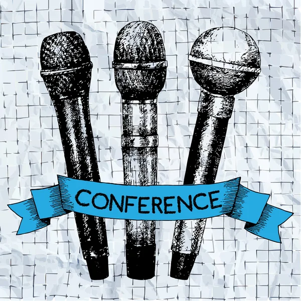 Konferens mall med mikrofoner — Stock vektor