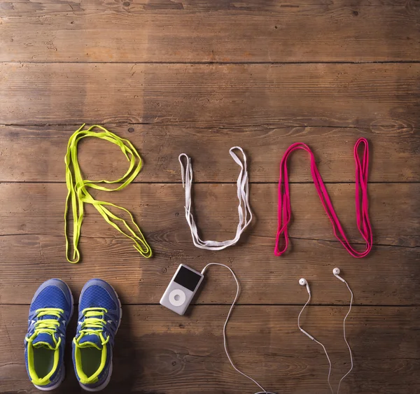 Running shoes on the floor — Stock Photo, Image