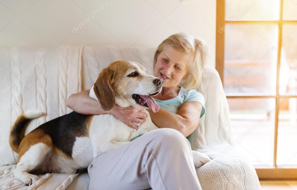 Senior woman and dog