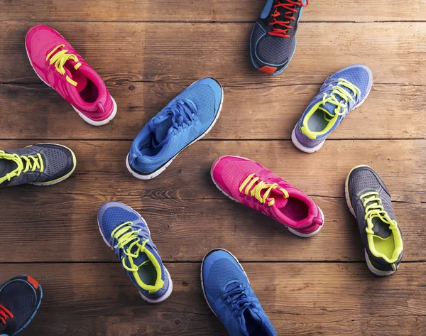 Running shoes on the floor — Stock Photo, Image