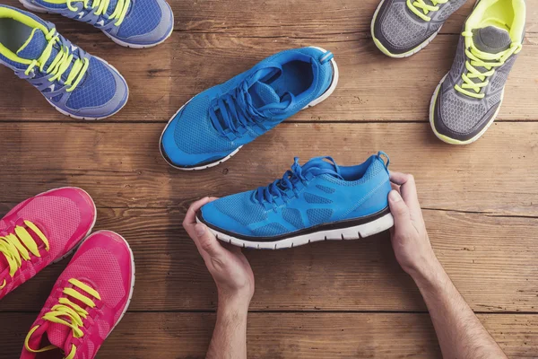 Running shoes on the floor — Stock Photo, Image