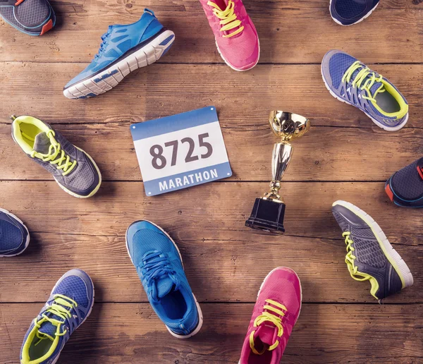 Running shoes on the floor — Stock Photo, Image