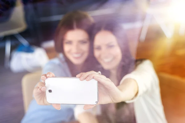 Beautiful women taking selfie — Stock Photo, Image