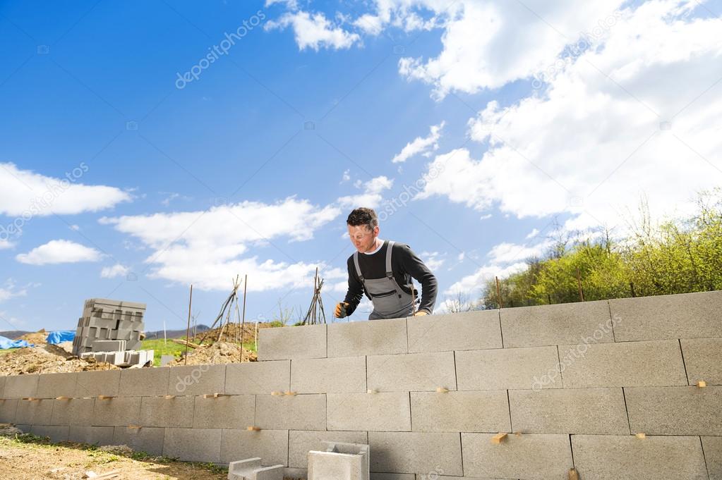 Man building a house