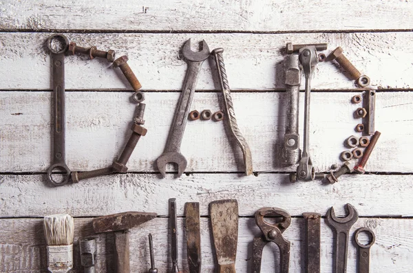 Papá signo y varias herramientas — Foto de Stock