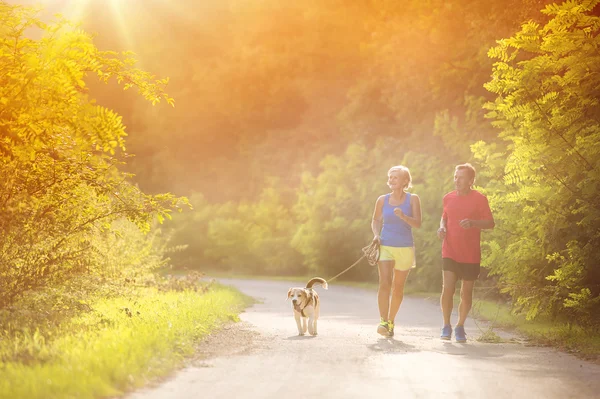 Senior couple running — Stock Photo, Image