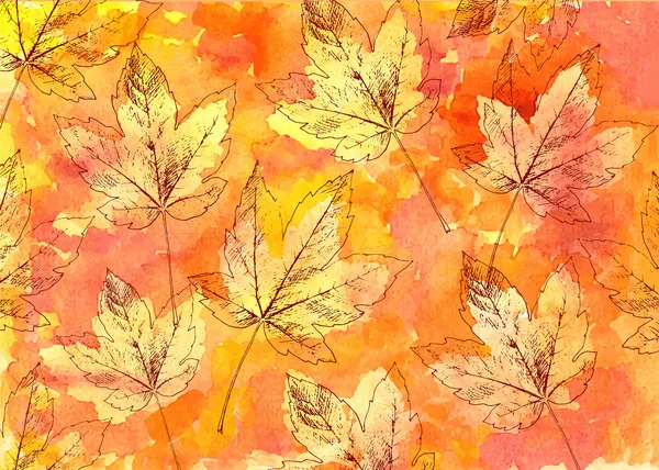 Ručně kreslenou podzimní listí — Stockový vektor