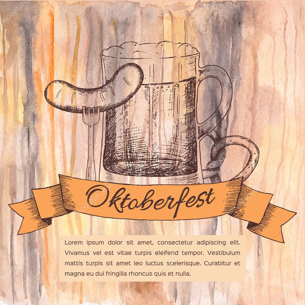 Зайцем, открытка с октоберфест