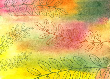 elle çizilmiş sonbahar yaprakları