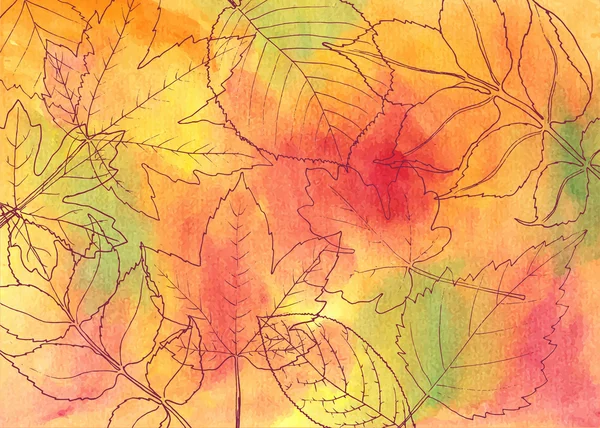 Feuilles d'automne dessinées main — Image vectorielle