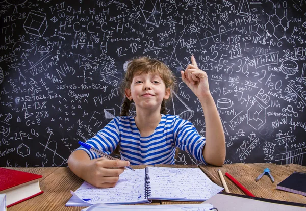 Menina bonito fazendo lição de casa — Fotografia de Stock