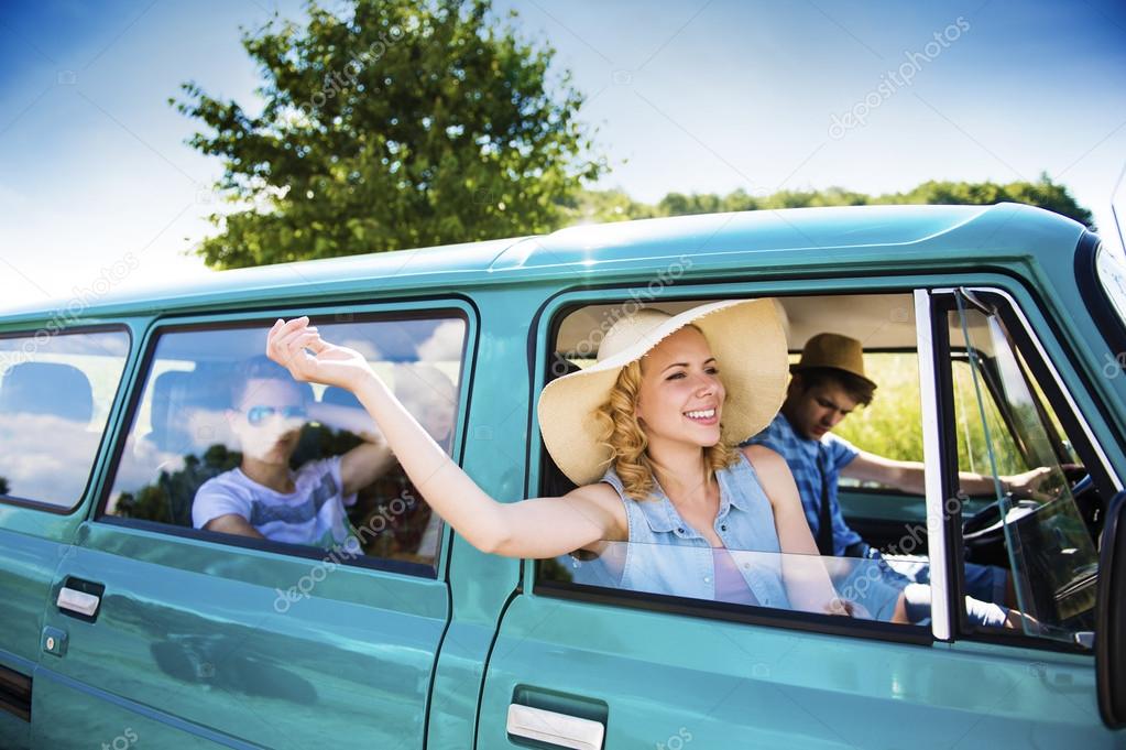 Young people on a road trip