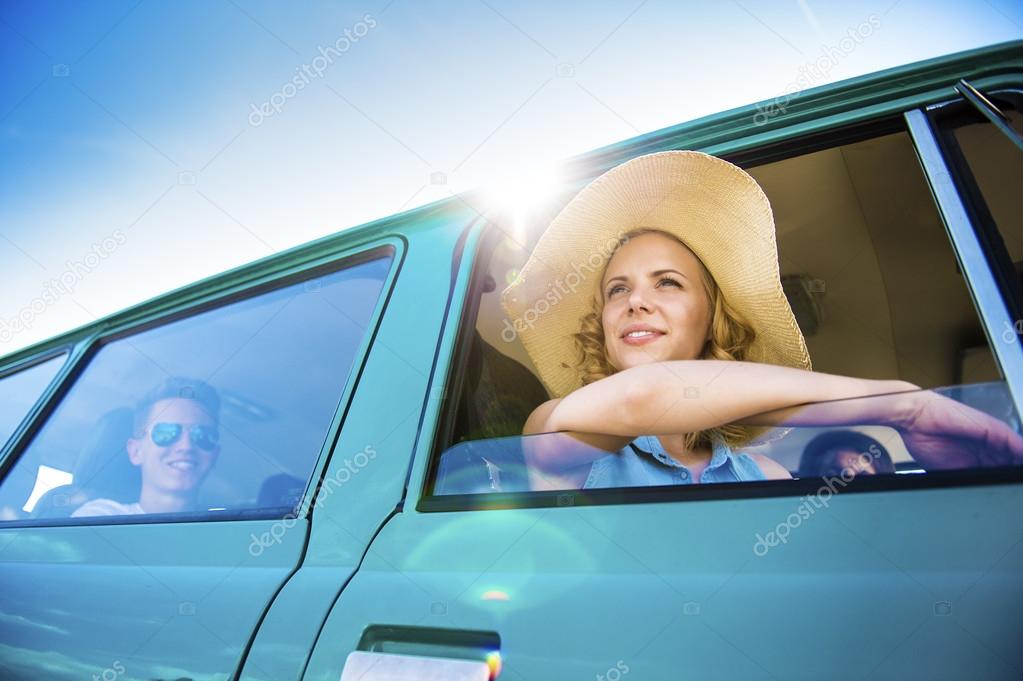 Young people on a road trip