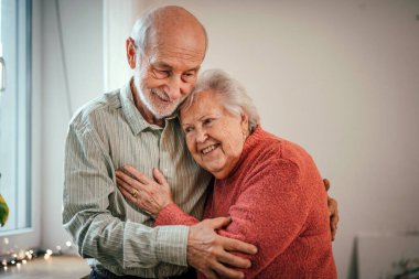 Üst sınıf çifti evde birlikte güzel vakit geçiriyor. Arkadaşlık kavramı.