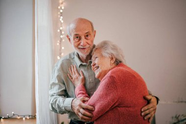 Üst sınıf çifti evde birlikte güzel vakit geçiriyor. Arkadaşlık kavramı.