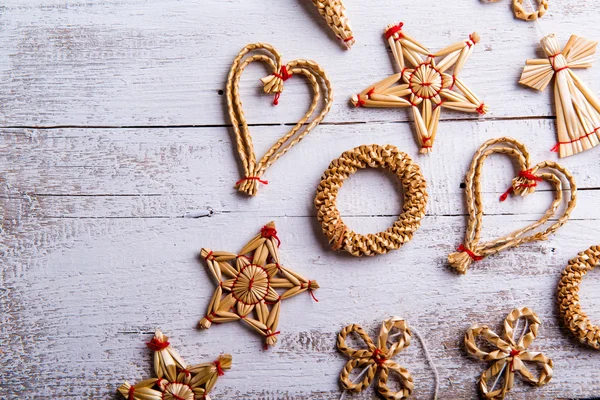 Decoración de paja de Navidad . — Foto de Stock