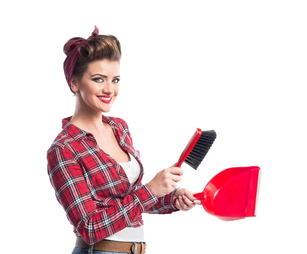 Beautiful young cleaner — Stock Photo, Image