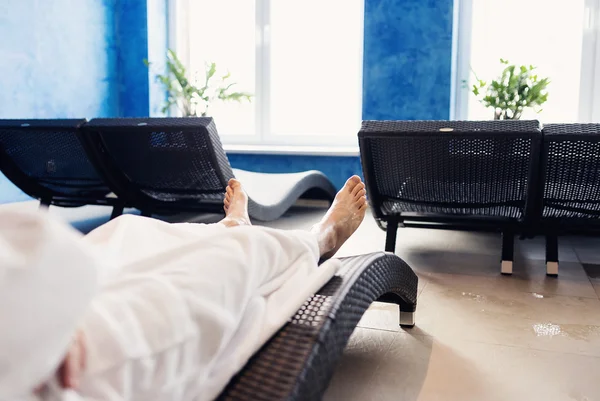 Man in bathrobe at spa — Stock Photo, Image