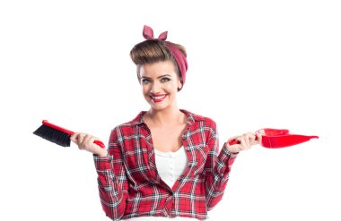 Güzel genç süpürge