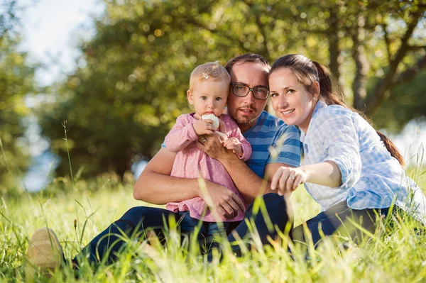 Doğadaki mutlu aile — Stok fotoğraf