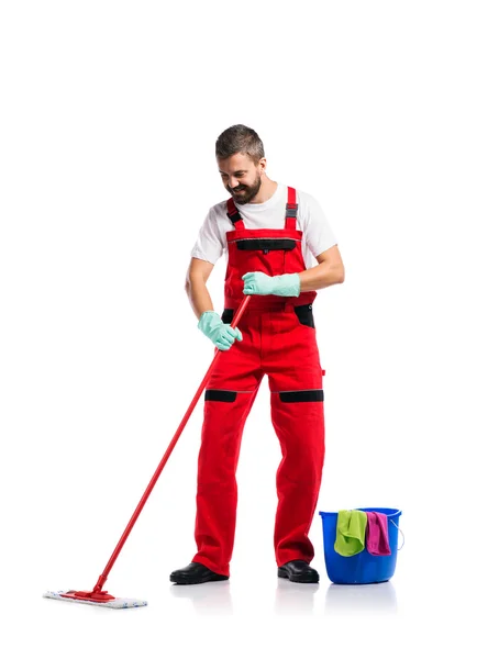 Young handsome cleaner — Stock Photo, Image